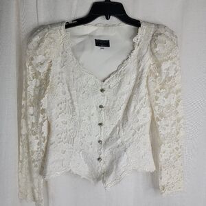 Cache By Bari Portas Womens Size 7/8 90s 80s Victorian Lace Bridal Vintage Top
